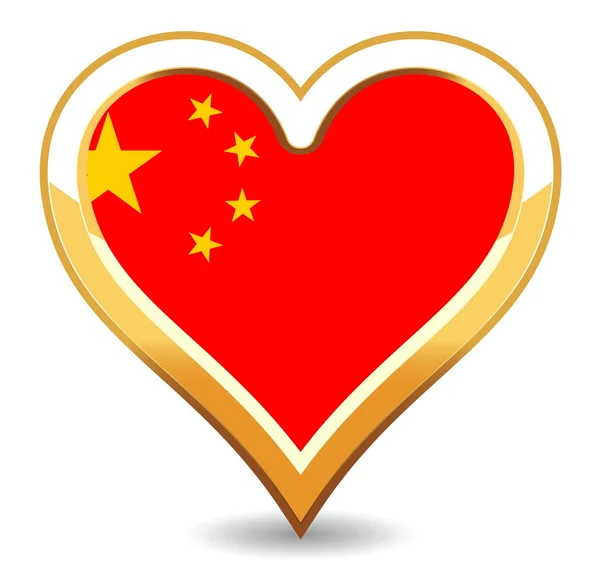 Coração China Bandeira — Vetor de Stock