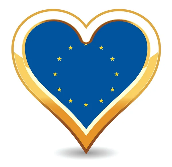 Bandiera Europa del cuore — Vettoriale Stock