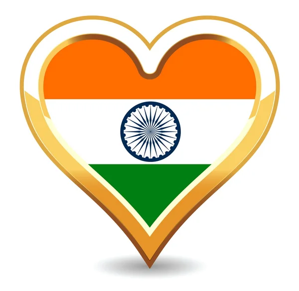 インドの国旗をハートします。 — ストックベクタ