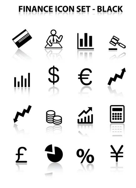 Odrážejí Finance Icon Set (černá) — Stockový vektor