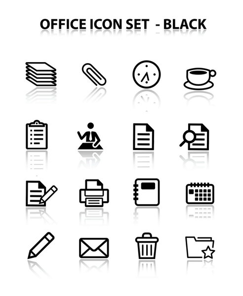 Reflect Office Icon Set (Black)