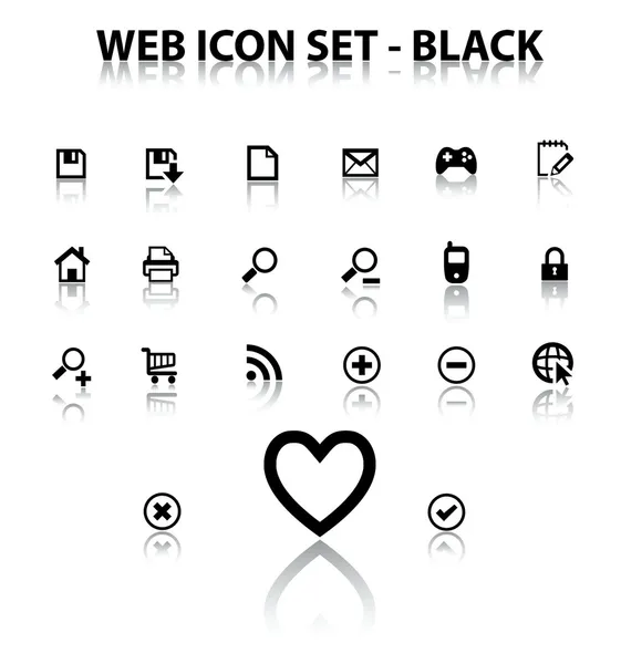Reflexionar conjunto de iconos web (Negro ) — Archivo Imágenes Vectoriales