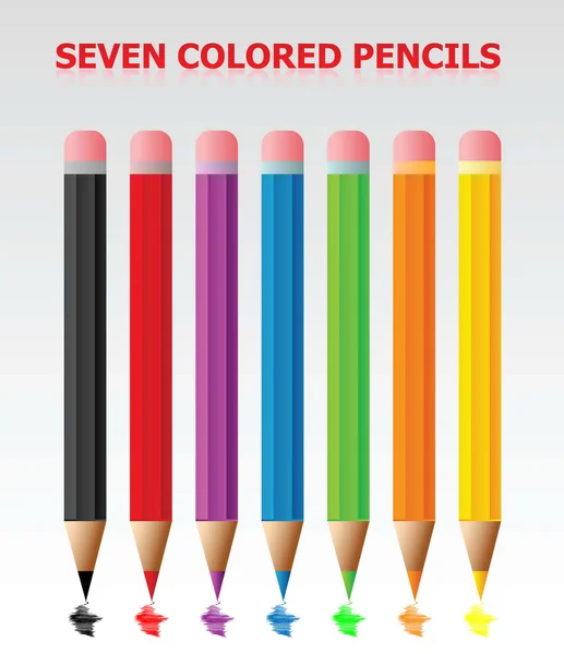 Seven Colored Pencils — Stock Vector