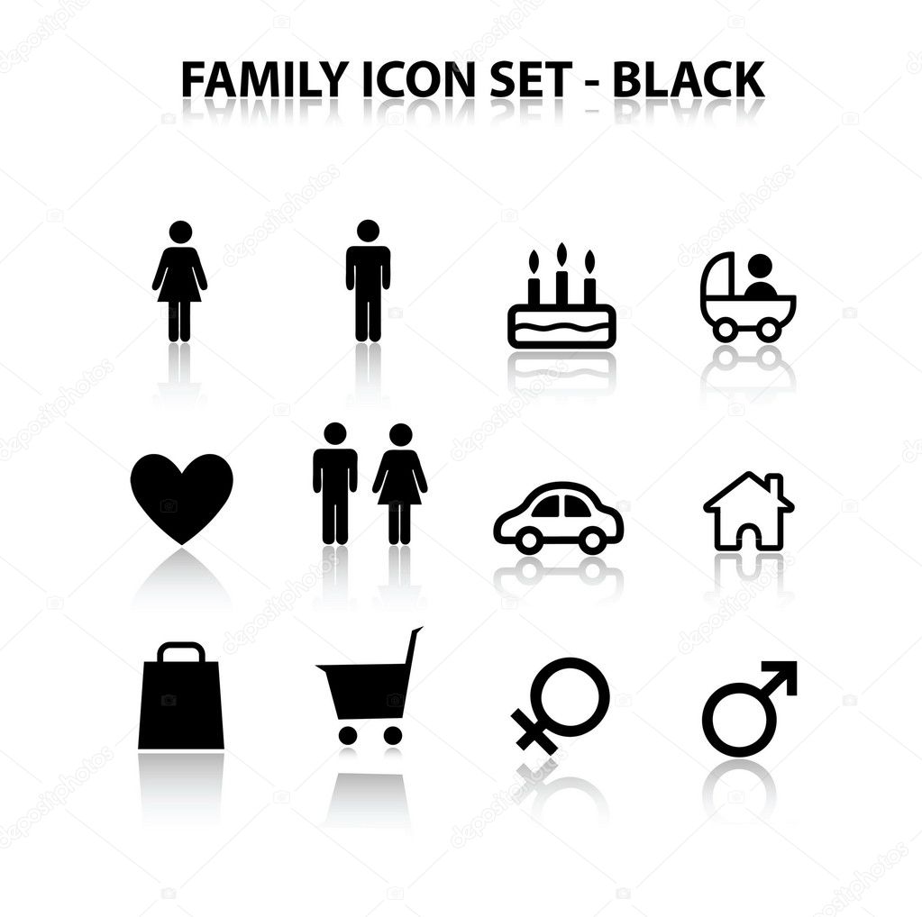 Reflect Family Icon Set (Black)