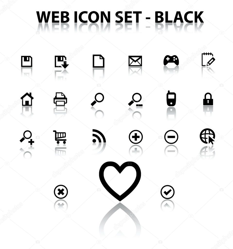 Reflect Web Icon Set (Black)
