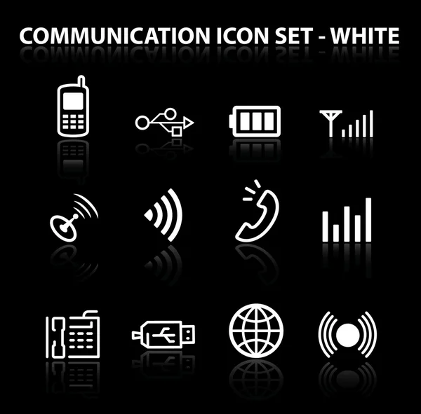 İletişim simge seti (beyaz yansıtacak) — Stok Vektör