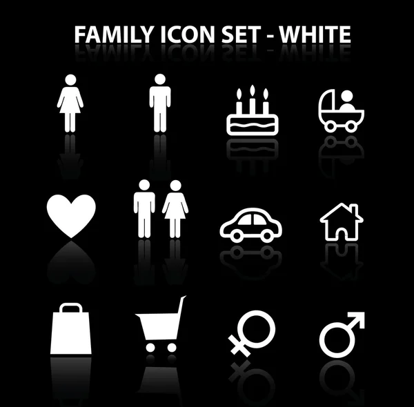 Odzwierciedlają rodziny Icon Set (biały) — Wektor stockowy