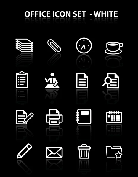 Reflect Office Icon Set (White) — Stock Vector