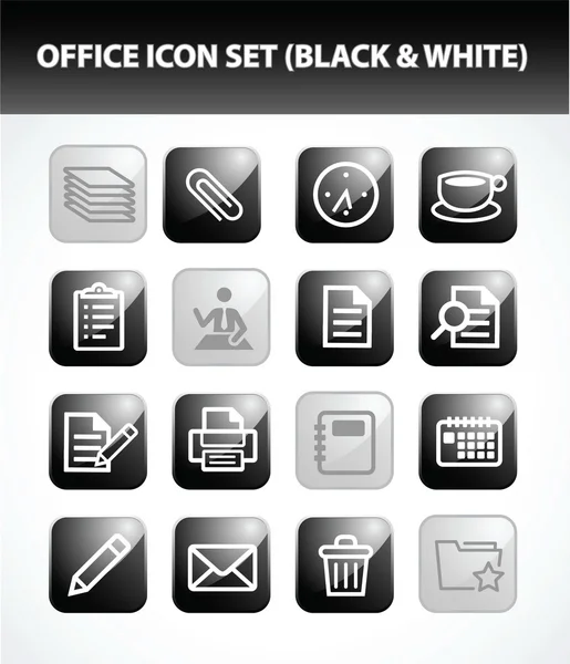 Office simge seti (siyah ve beyaz) — Stok Vektör