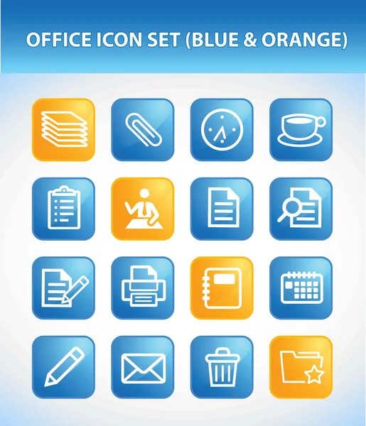 Bürosymbolset (blau & orange)) — Stockvektor