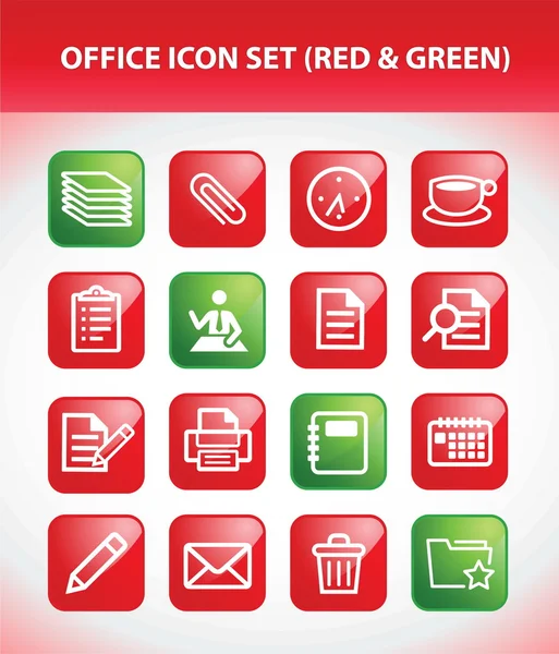 Офисный набор значков (красный и зеленый) ) — стоковый вектор