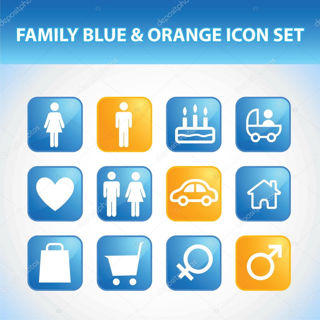 Family Icon Set (Blue & Orange)