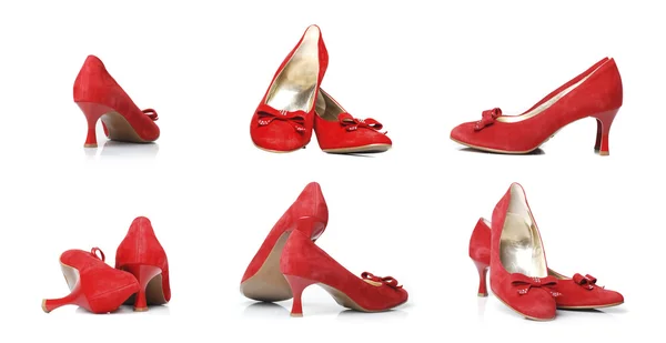 Collage shoes red sexy isolated — Stock Photo, Image