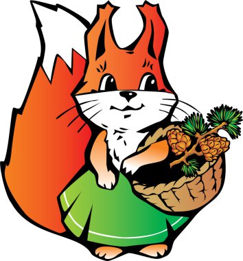 Squirel with the basket clipart