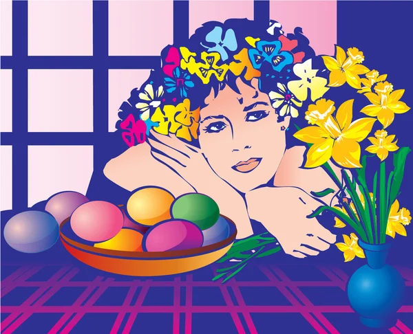 复活节彩蛋的女人. — 图库矢量图片