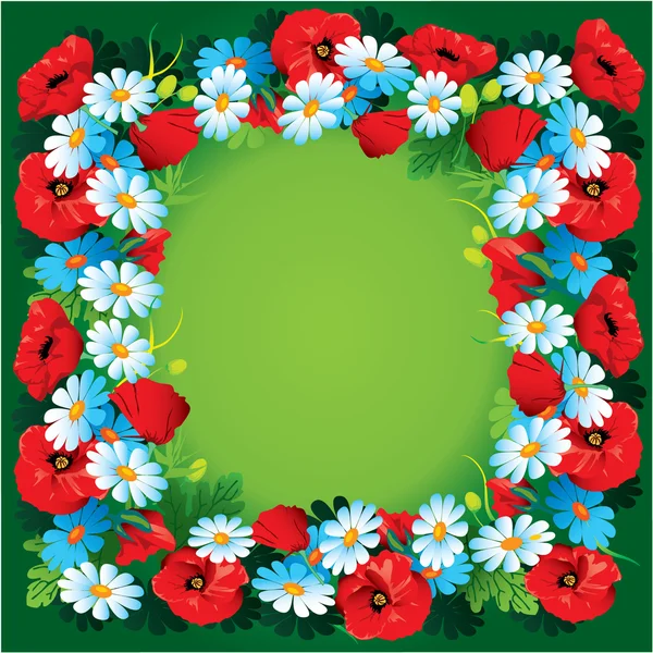Cadre de fleurs vertes — Image vectorielle