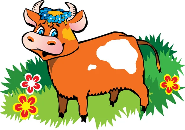 Cow on the meadow. — Stock Vector