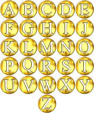 3D altın çerçeveli alfabesi