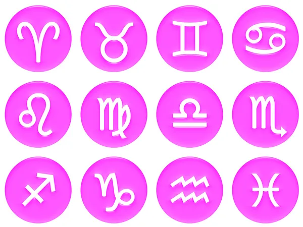 Signos del zodíaco enmarcados rosa 3D —  Fotos de Stock