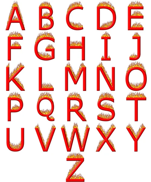 3D alfabetet i brand — Stockfoto