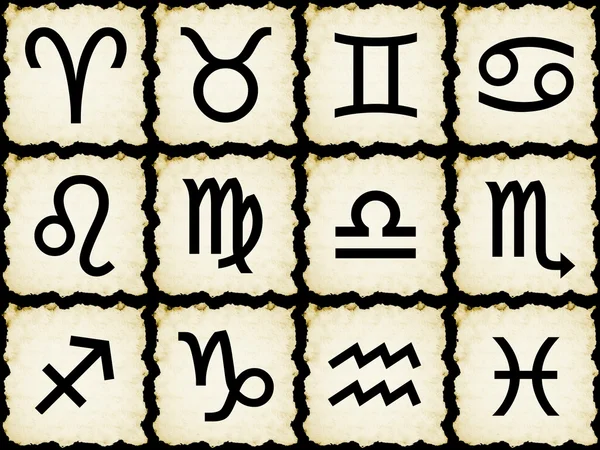 Zodyak işaretleri papirüs üzerine — Stok fotoğraf