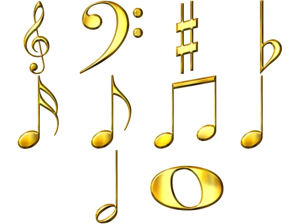 Notas de música dourada 3D — Fotografia de Stock