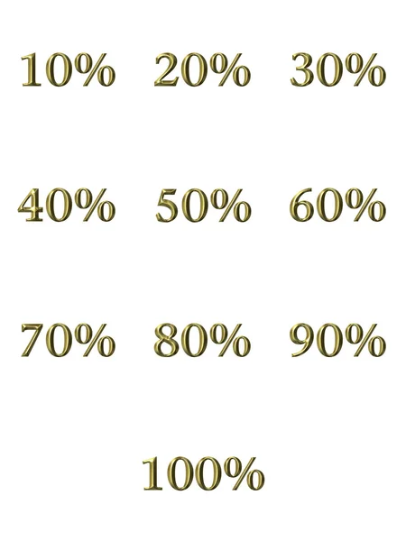 Percentagens de ouro 3D — Fotografia de Stock