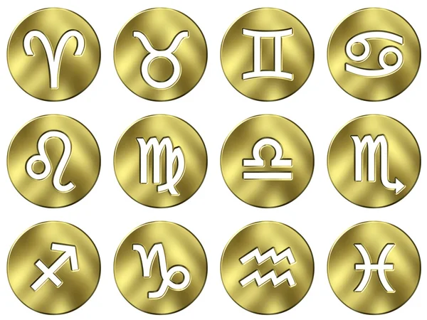 3d Golden Zodiac Signs — стокове фото