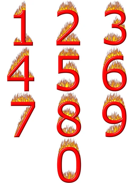 3D Numbers on Fire — Stock Photo, Image