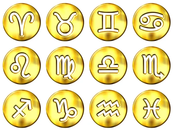 3D Golden Zodiac Sinais — Fotografia de Stock