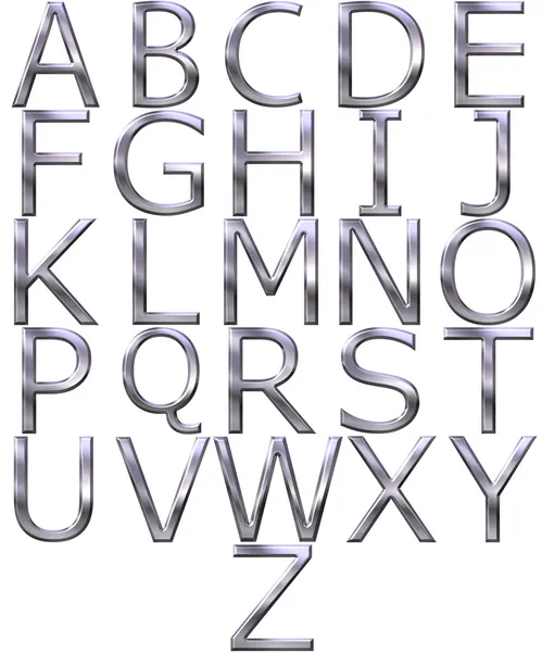 3D silver alfabetet — Stockfoto