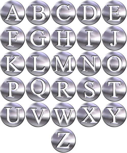 Alfabeto enmarcado en plata 3D —  Fotos de Stock