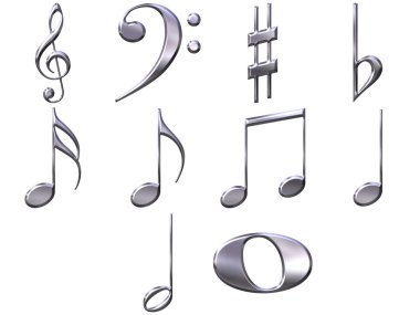 3D Silver Music Notes clipart
