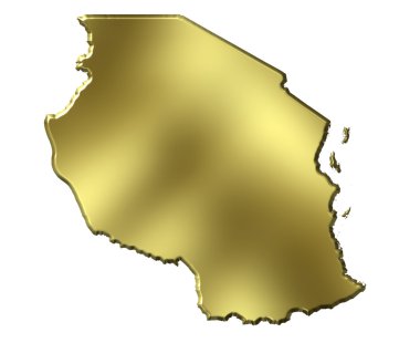 Tanzania 3d Golden Map clipart