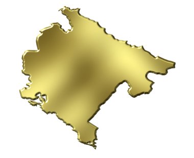 Montenegro 3d Golden Map clipart