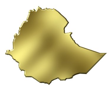 Ethiopia 3d Golden Map clipart