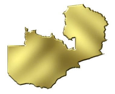 Zambia 3d Golden Map clipart