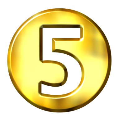 3D altın çerçeveli sayı 5