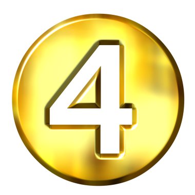 3D Golden Framed Number 4 clipart