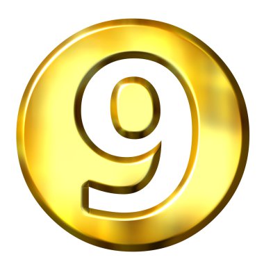 3D Golden Framed Number 9 clipart