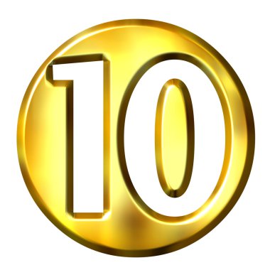 3D Golden Framed Number 10 clipart