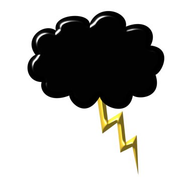 Black cloud with thunder clipart