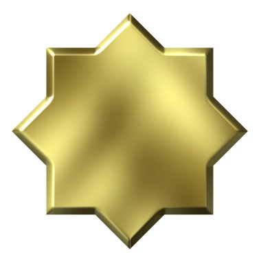 3D altın 8 köşeli yıldız