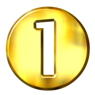 3D Golden Framed Number 1 clipart