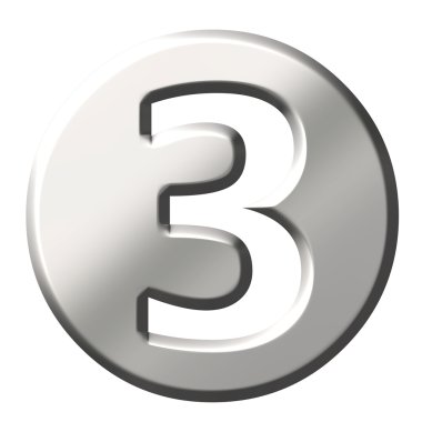 3D Steel Number 3 clipart