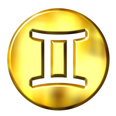 3D Golden Gemini Zodiac Sign clipart