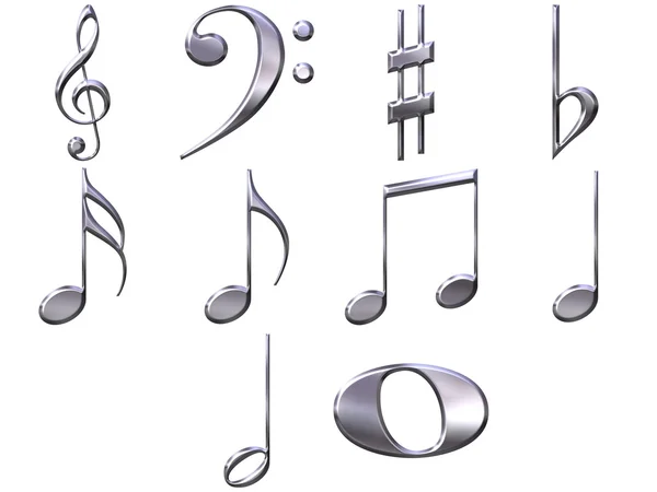 3D Silver Music Notes — Stock Photo, Image