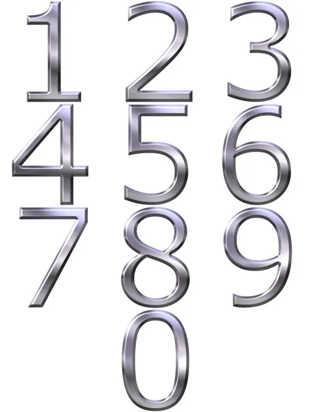 3D Silver Numbers — Stock Photo, Image