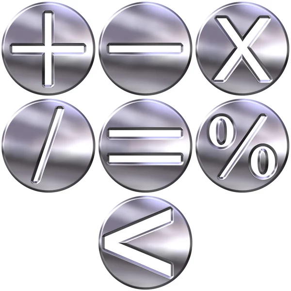 3d 银数学符号 — 图库照片