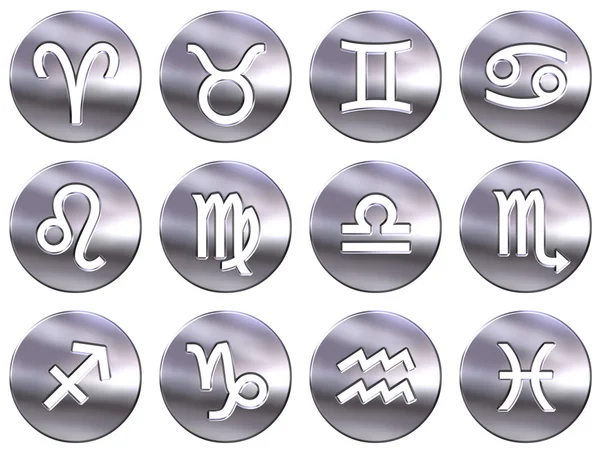 Signos del zodíaco de plata 3D —  Fotos de Stock